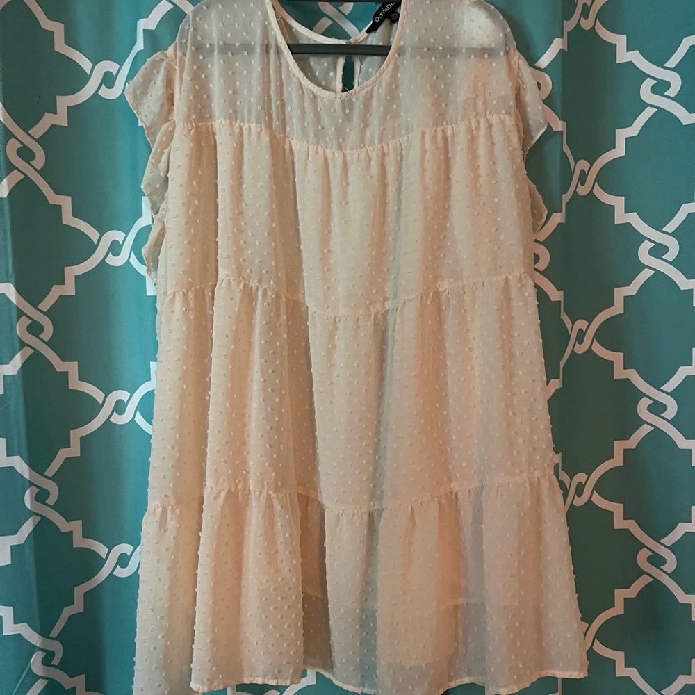 Davi & Dani mini dress, ivory Swiss dot, like new, 3X